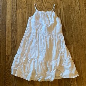 White Spaghetti Strap Dress with Gold Design